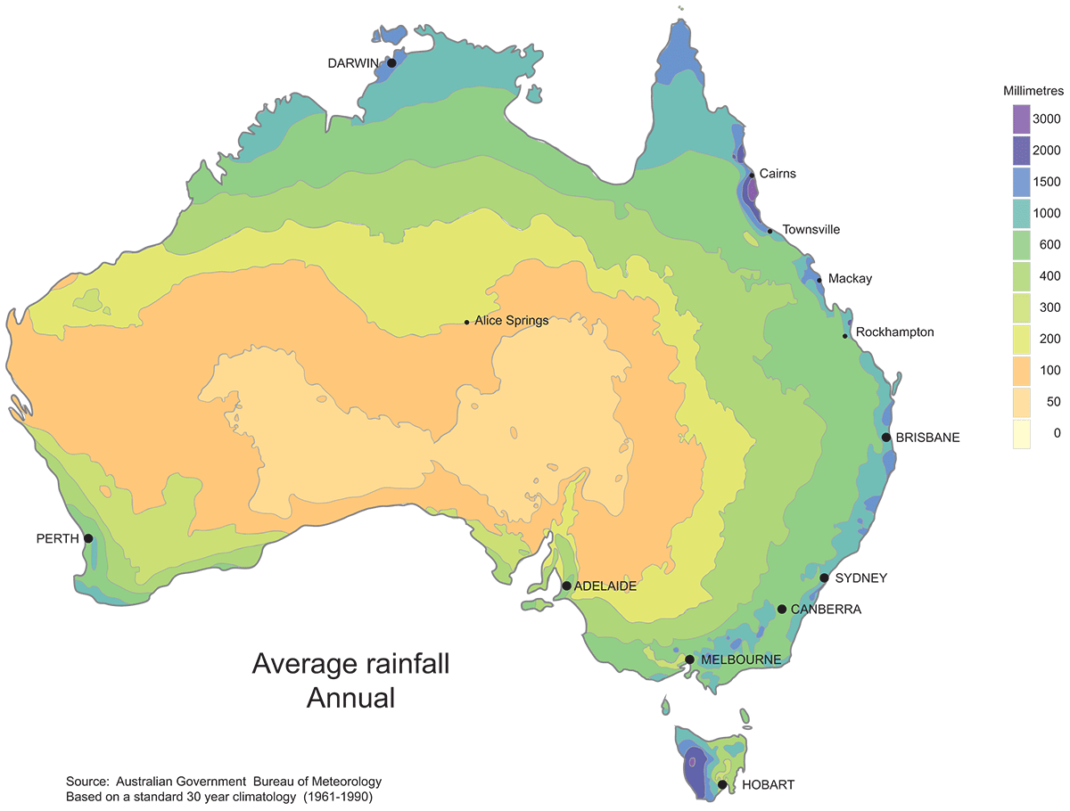 Australian average rainfall annual