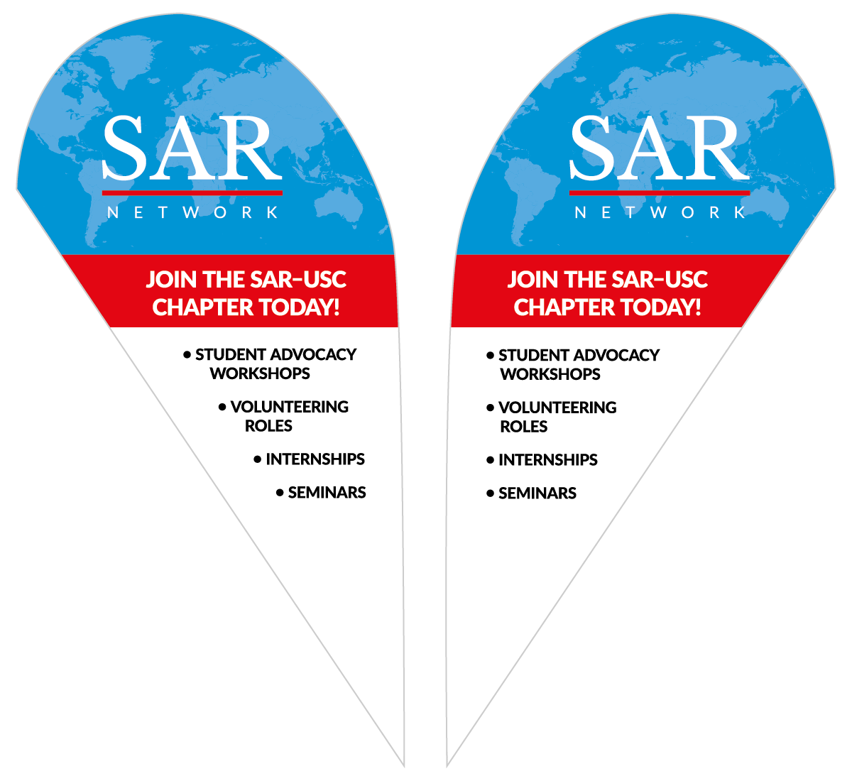 USC-SAR teardrop banners